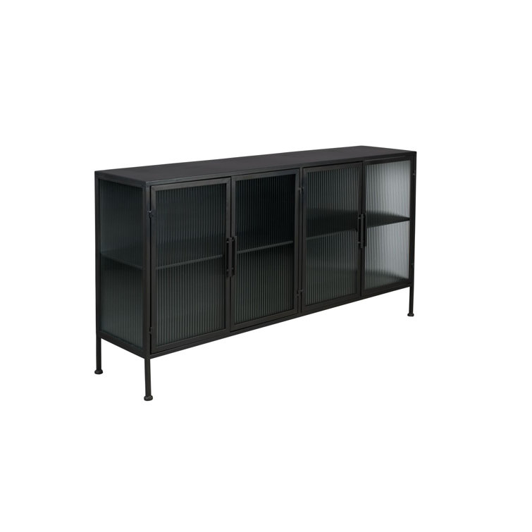 Boli 59'' Black Iron and Glass Sideboard