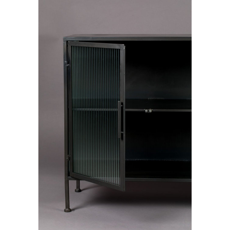 Boli 59'' Black Iron and Glass Sideboard