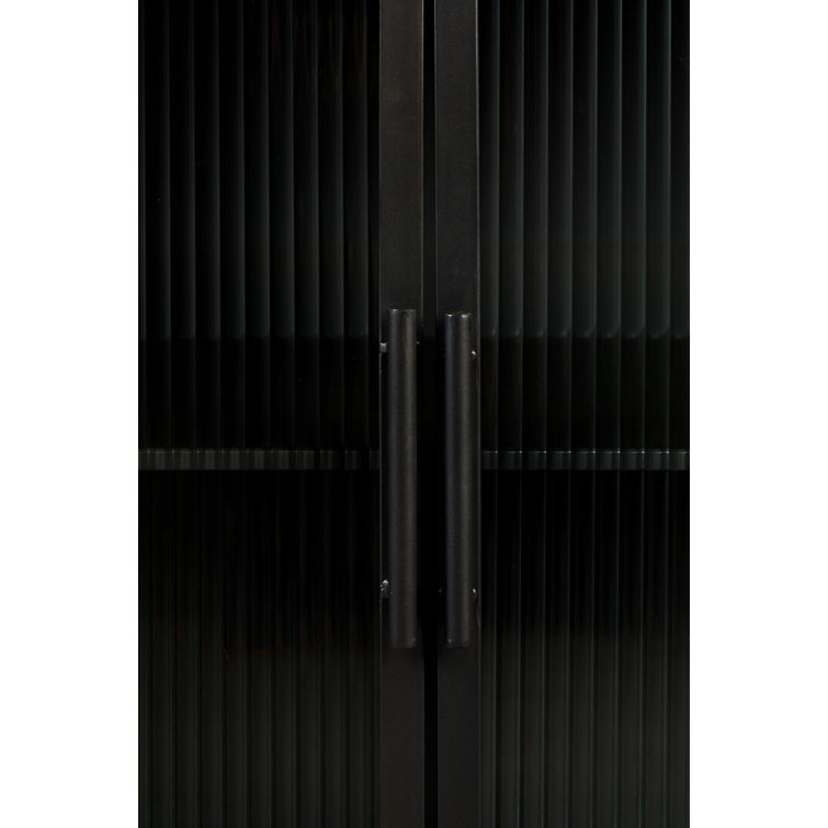 Boli 59'' Black Iron and Glass Sideboard