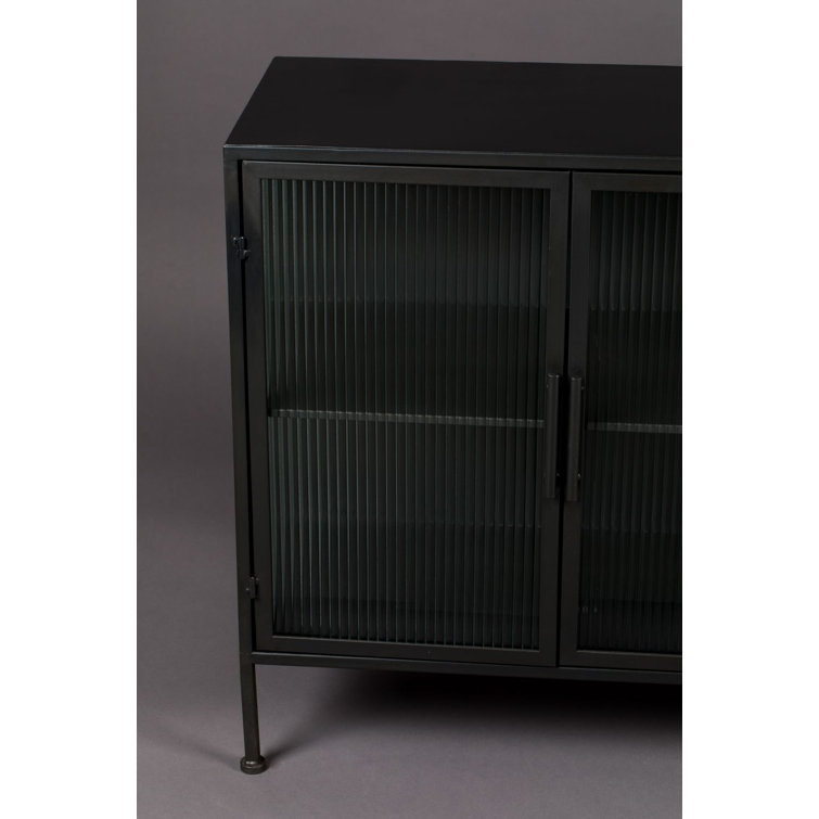 Boli 59'' Black Iron and Glass Sideboard