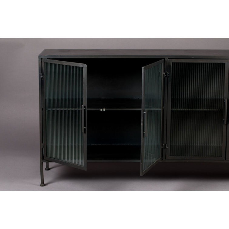 Boli 59'' Black Iron and Glass Sideboard