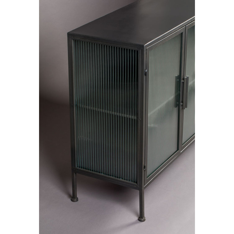 Boli 59'' Black Iron and Glass Sideboard