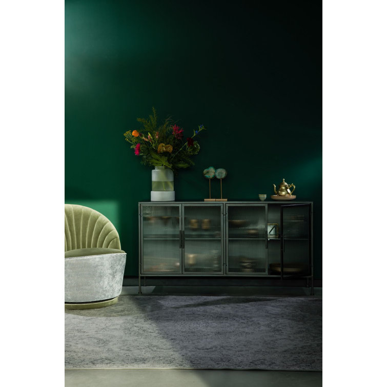 Boli 59'' Black Iron and Glass Sideboard