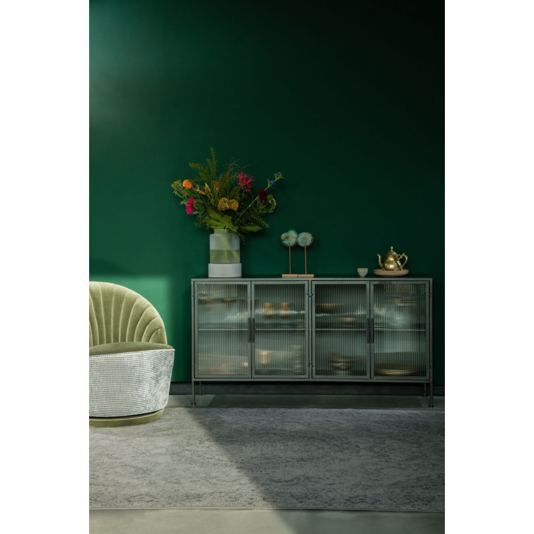 Boli 59'' Black Iron and Glass Sideboard