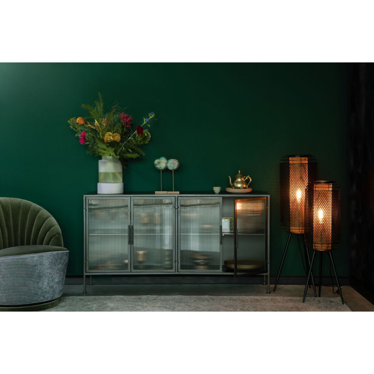Boli 59'' Black Iron and Glass Sideboard