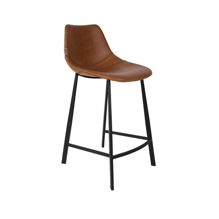 Brown Faux Leather and Steel 26'' Counter Stool Set