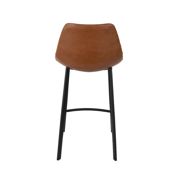 Brown Faux Leather and Steel 26'' Counter Stool Set