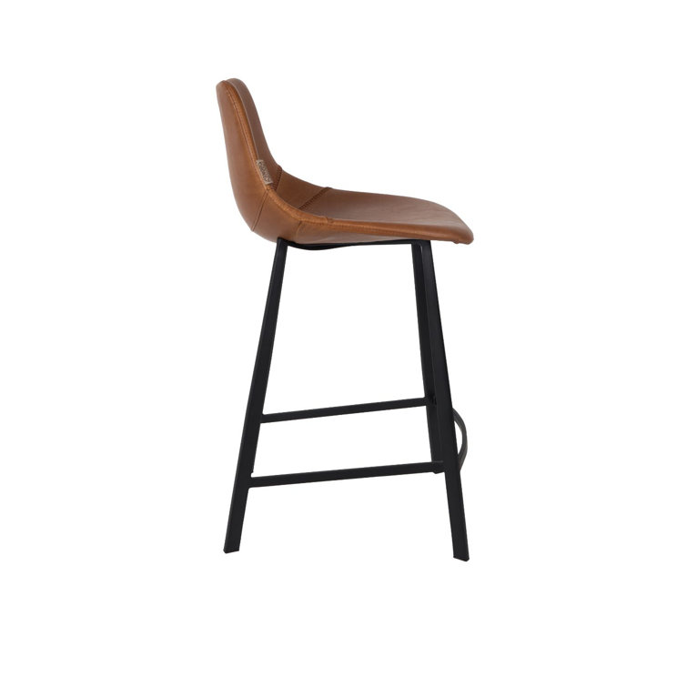 Brown Faux Leather and Steel 26'' Counter Stool Set