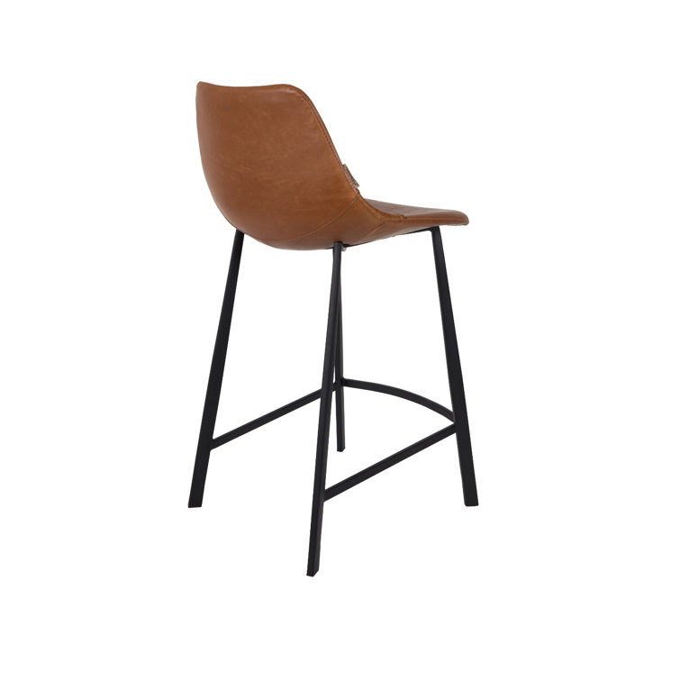 Brown Faux Leather and Steel 26'' Counter Stool Set