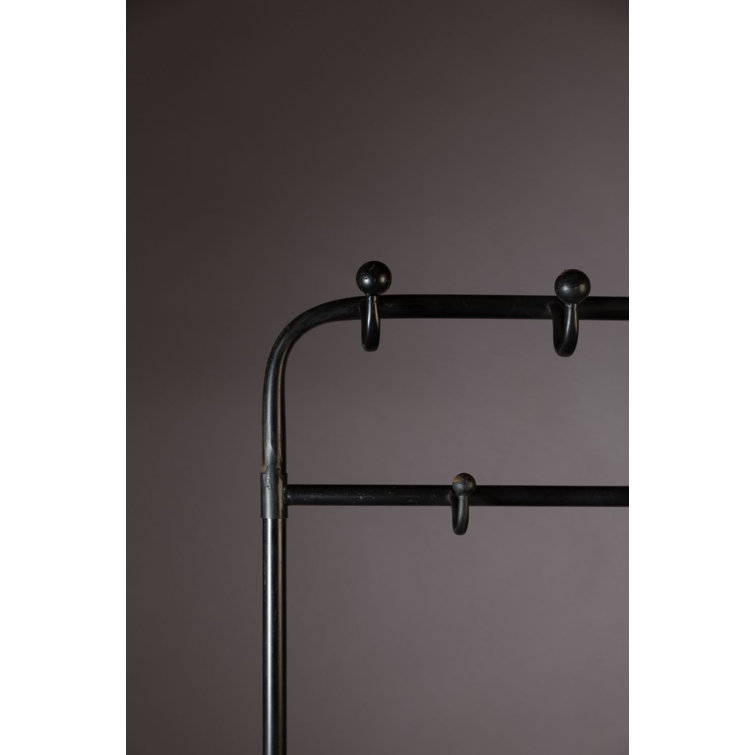 Lucius Black Iron Freestanding Coat Rack with Storage Boxes