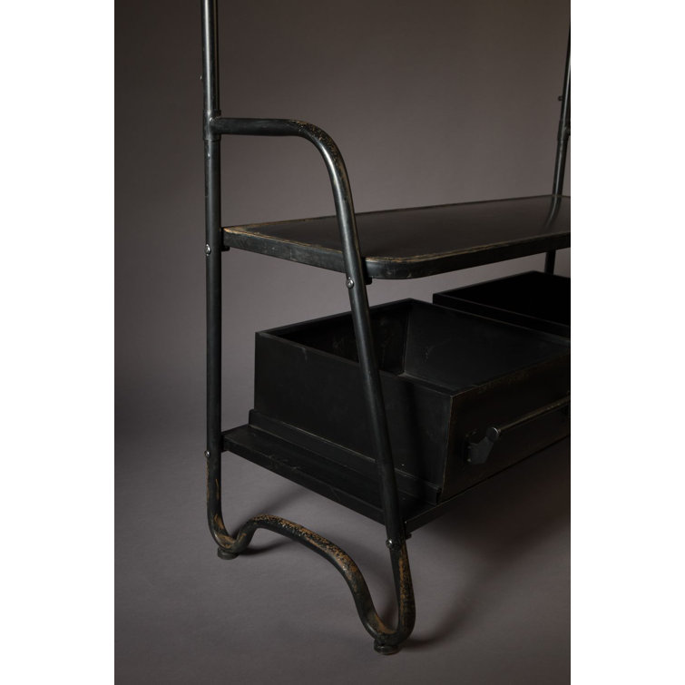 Lucius Black Iron Freestanding Coat Rack with Storage Boxes