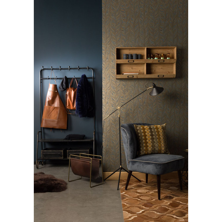 Lucius Black Iron Freestanding Coat Rack with Storage Boxes