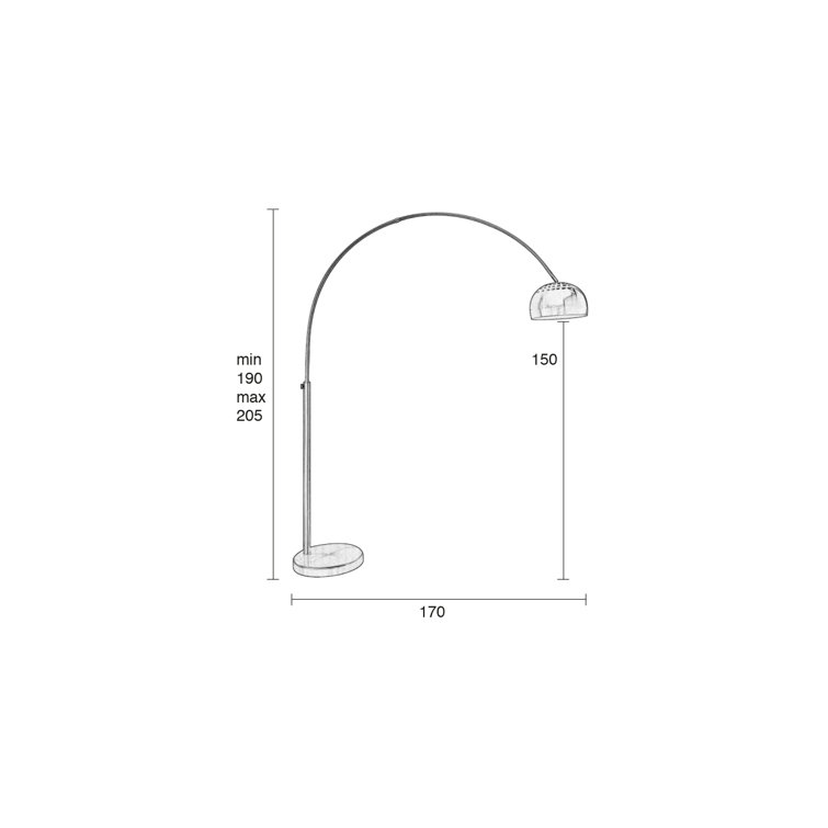 Adjustable Arc Floor Lamp in Yellow and Gold Metal