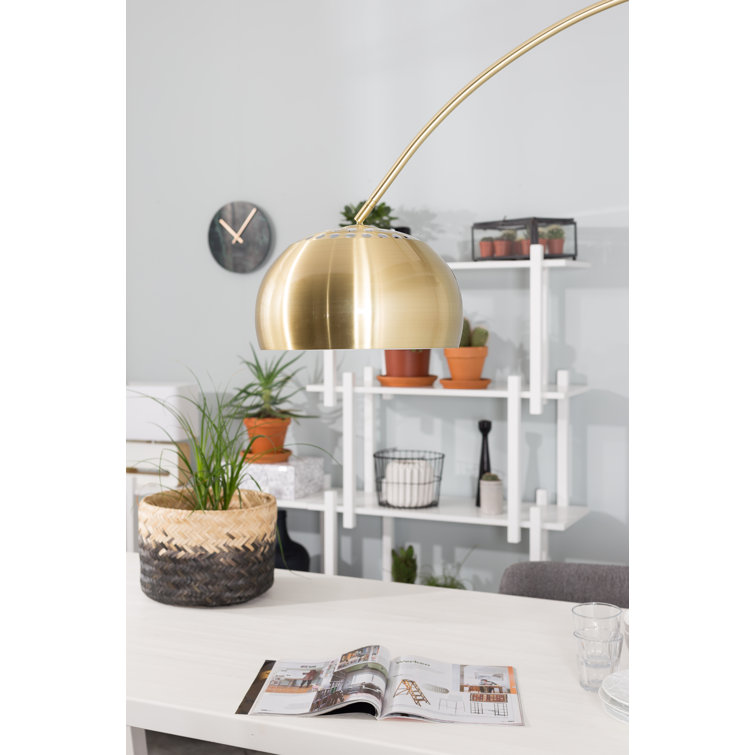Adjustable Arc Floor Lamp in Yellow and Gold Metal