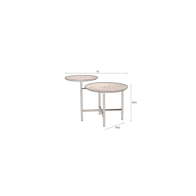 Mathison Circular Duo Walnut & Iron Side Table