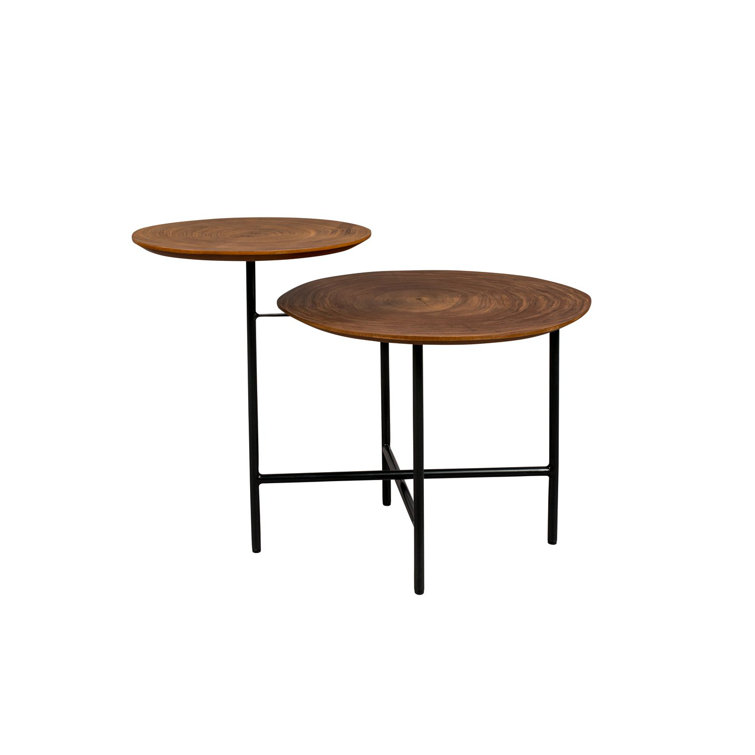 Mathison Circular Duo Walnut & Iron Side Table