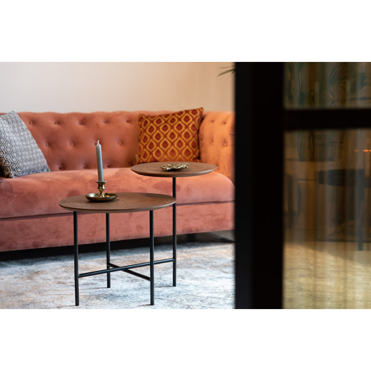 Mathison Circular Duo Walnut & Iron Side Table