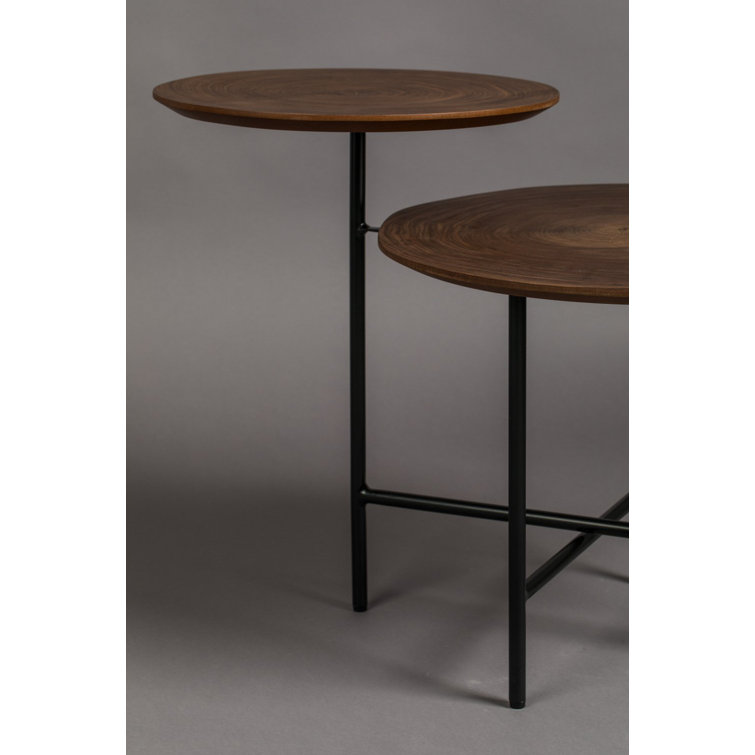 Mathison Circular Duo Walnut & Iron Side Table