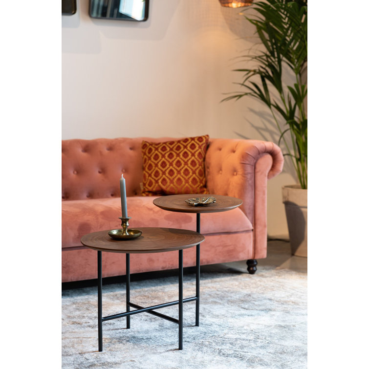 Mathison Circular Duo Walnut & Iron Side Table