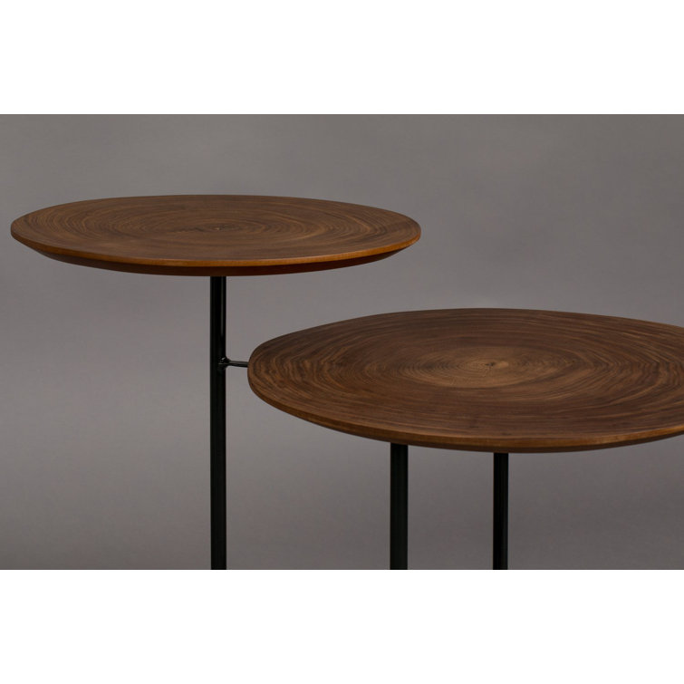 Mathison Circular Duo Walnut & Iron Side Table