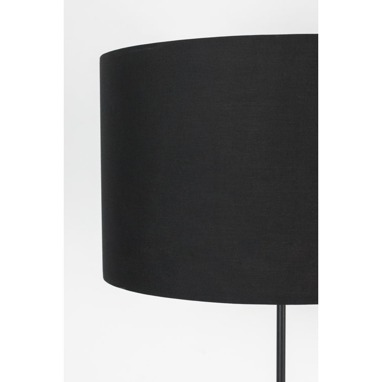 Lesley Adjustable Height Black Iron Tripod Floor Lamp with Fabric Shade