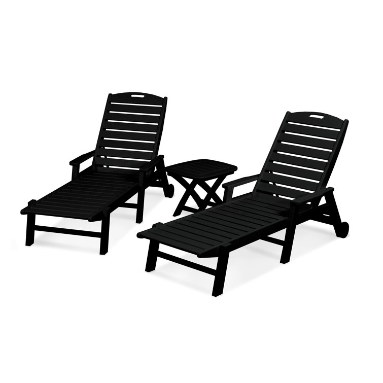 Black Eco-Friendly 3-Piece Outdoor Chaise Lounge Set