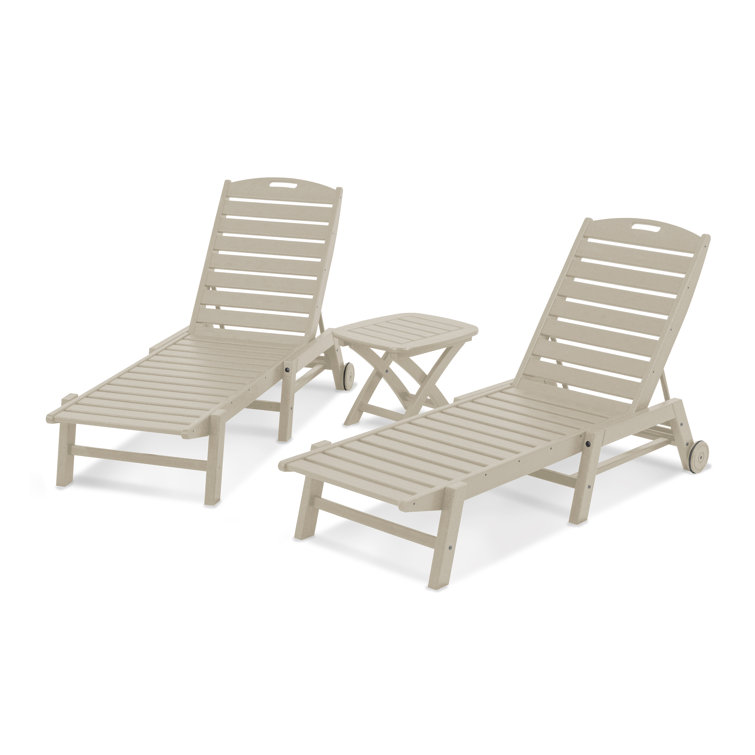 Sand Recycled Plastic Nautical 3-Piece Chaise Lounge Set