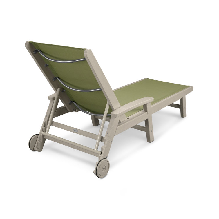 Sand and Navy Blue Coastal Chaise Lounger with Wheels