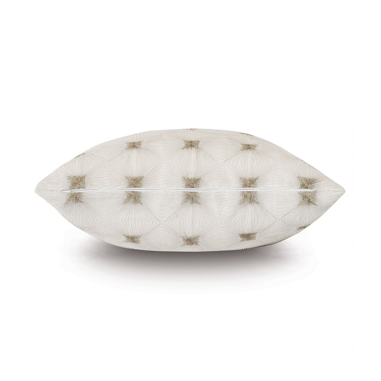 White and Gold Embroidered Square Pillow Cover with Insert