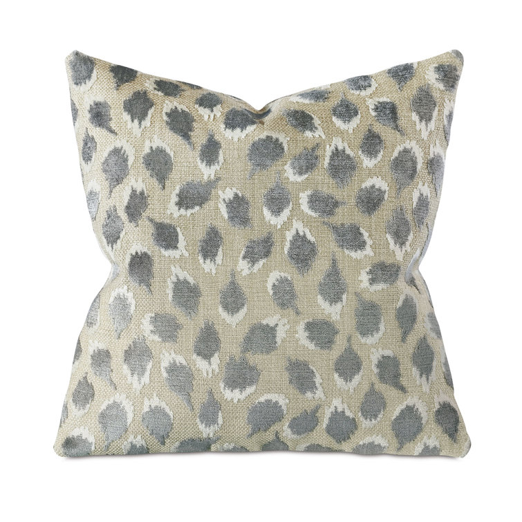 Silver and Beige Spotted Velvet Square Pillow