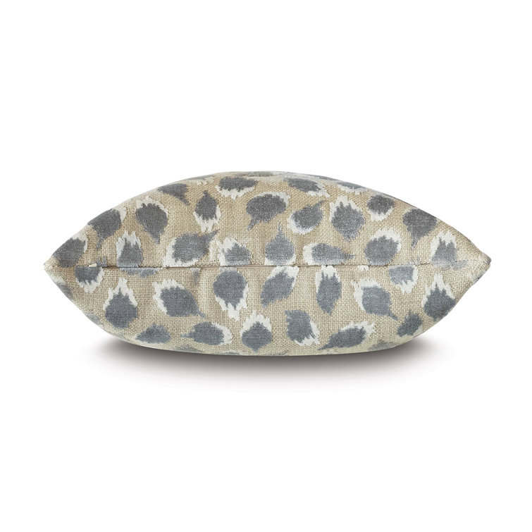 Silver and Beige Spotted Velvet Square Pillow