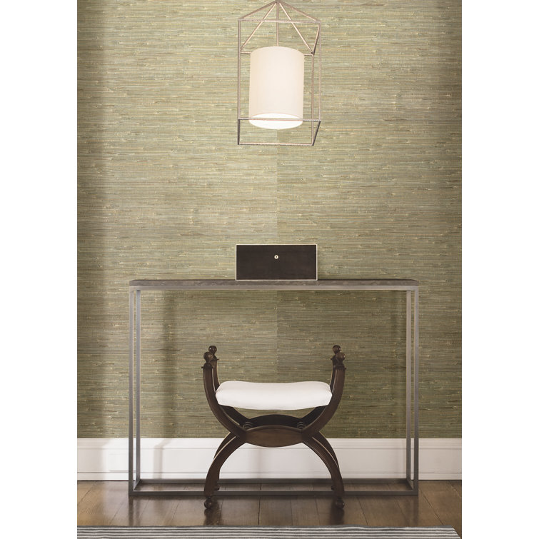 Iriga Grey and Gold Grasscloth Wallpaper Roll