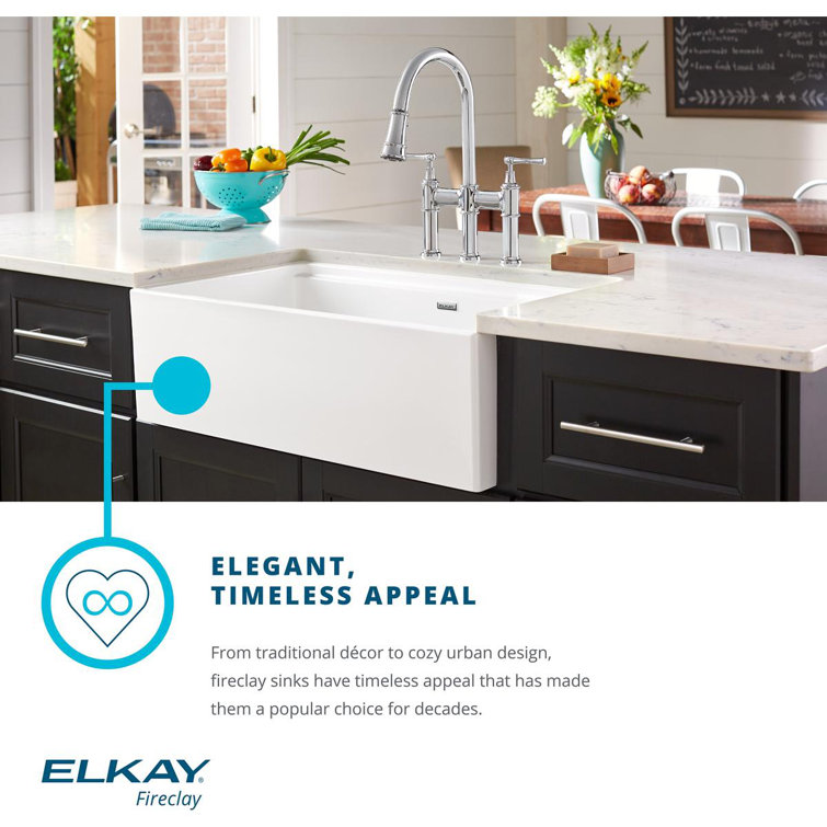 Elkay White Fireclay 30" Farmhouse Kitchen Sink