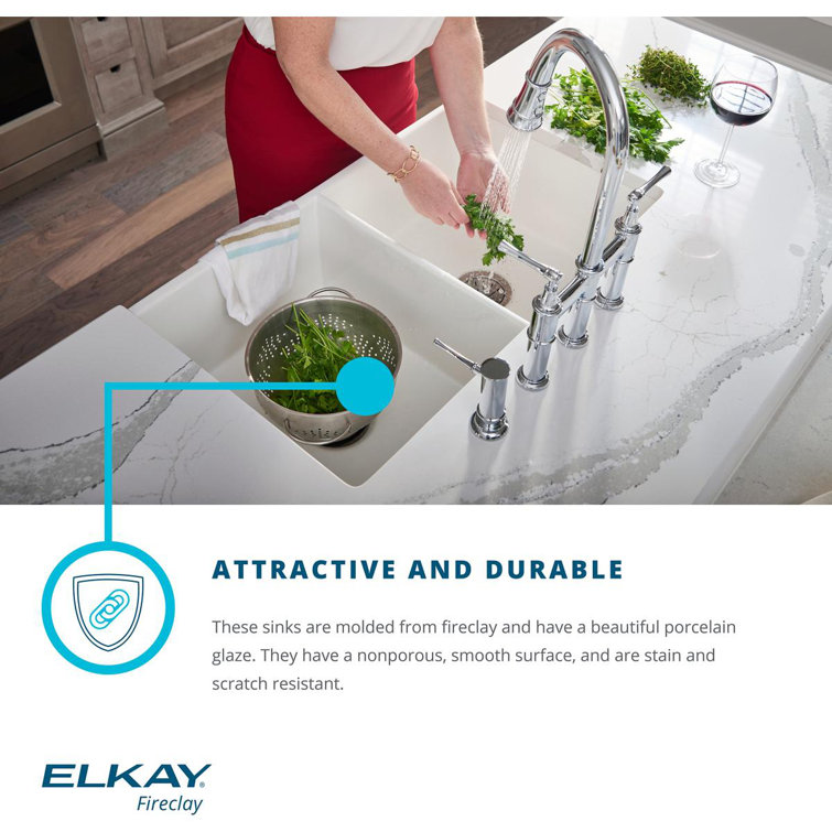 Elkay White Fireclay 30" Farmhouse Kitchen Sink