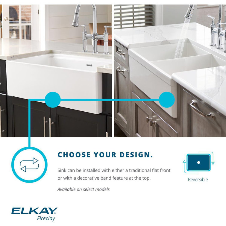 Elkay White Fireclay 30" Farmhouse Kitchen Sink