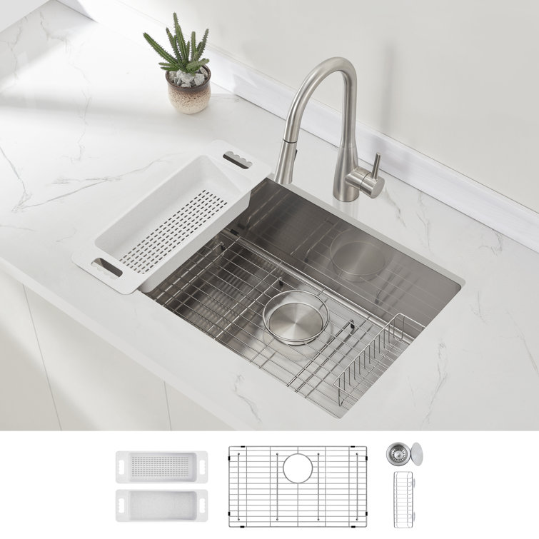 Modena 28-Inch Rectangular Stainless Steel Single Bowl Undermount Kitchen Sink