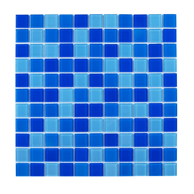 12" x 12" Polished Blue Glass Mosaic Wall Tile