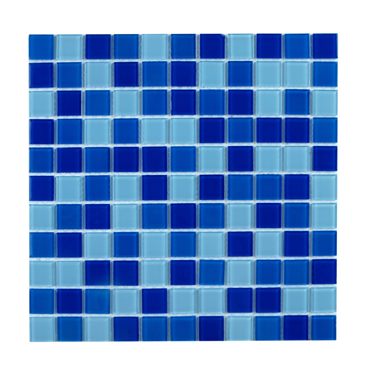 Caribbean Blue 12" x 12" Polished Glass Mosaic Wall Tile