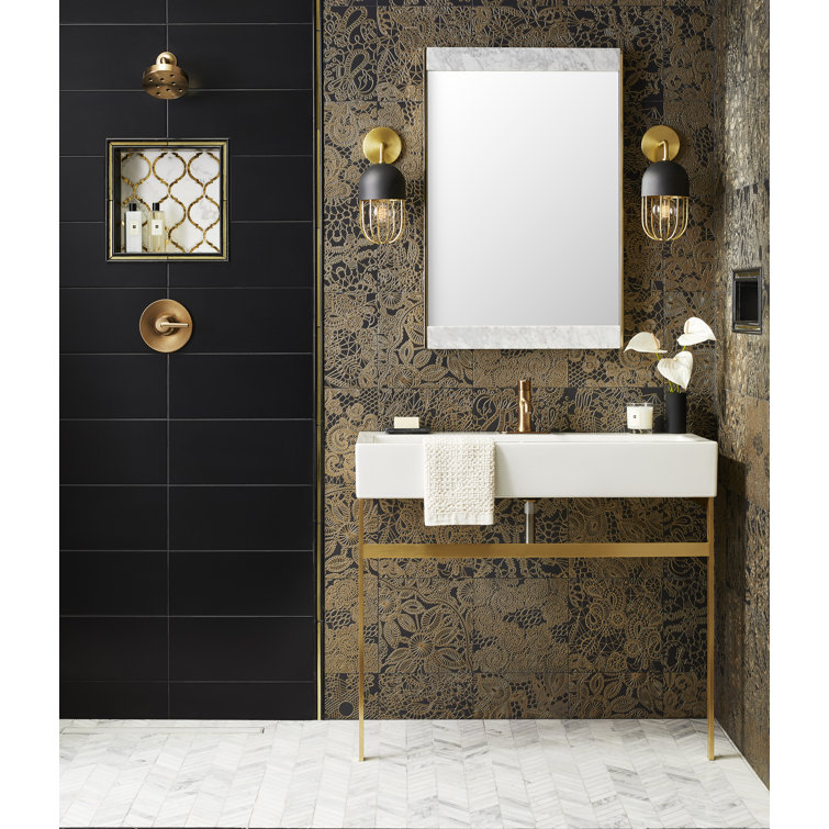 Aged Brass and Black Metal Wall Sconce