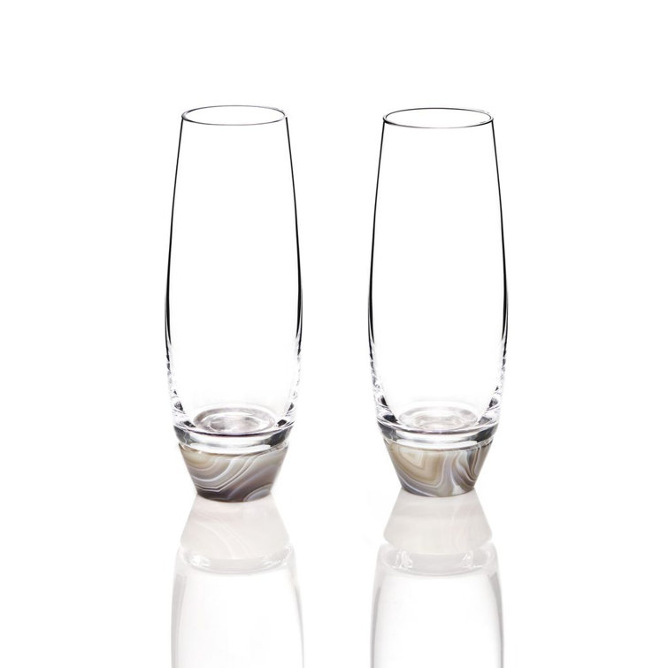 Clear and Smoke Agate Crystal Champagne Glass Set