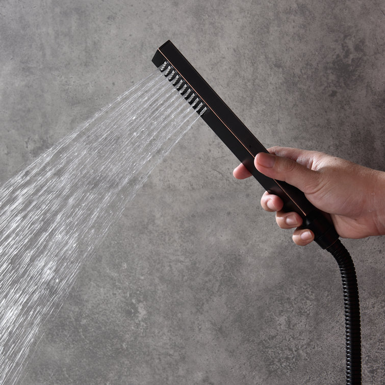 Matte Black Dual Square Rain Shower System with Handheld
