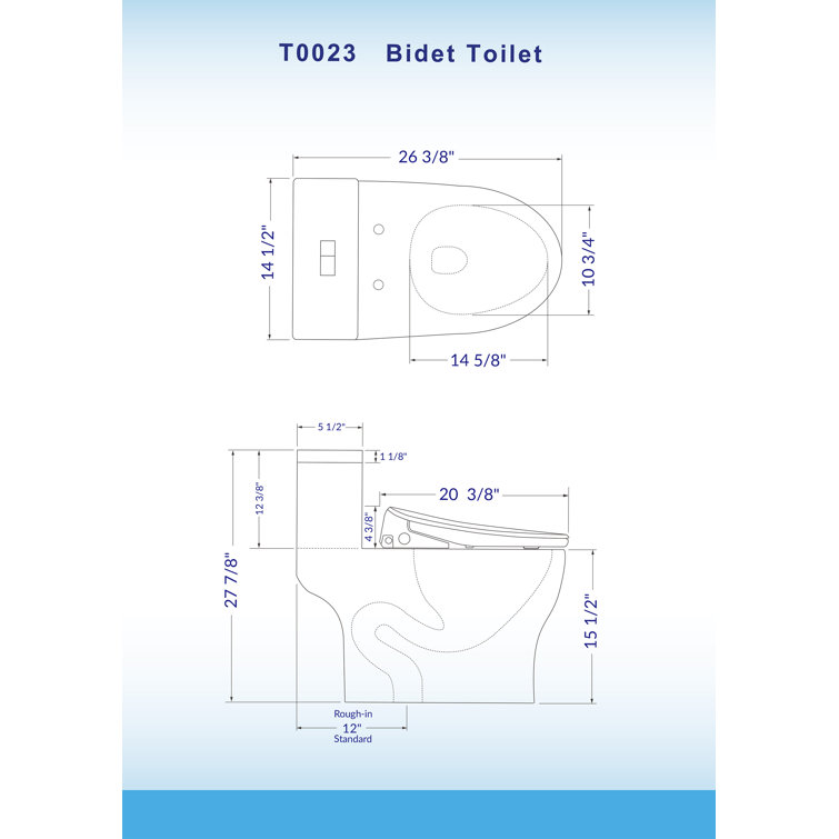 White Porcelain Elongated One-Piece Dual Flush Toilet with Smart Bidet