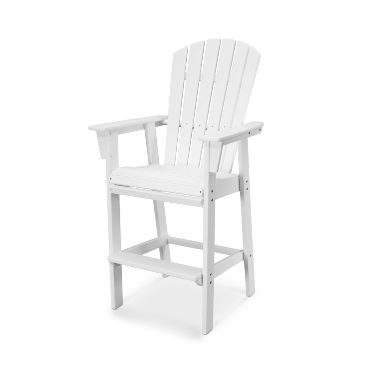 White Polywood Nautical Curveback Adirondack Bar Chair