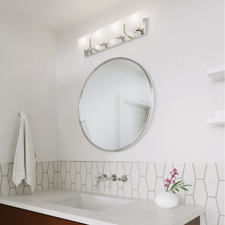 Syll 26" Chrome Rectangular 4-Light Dimmable Vanity Fixture