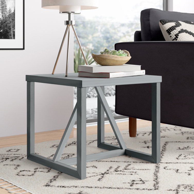 Slate Rectangular Wood and Metal Side Table