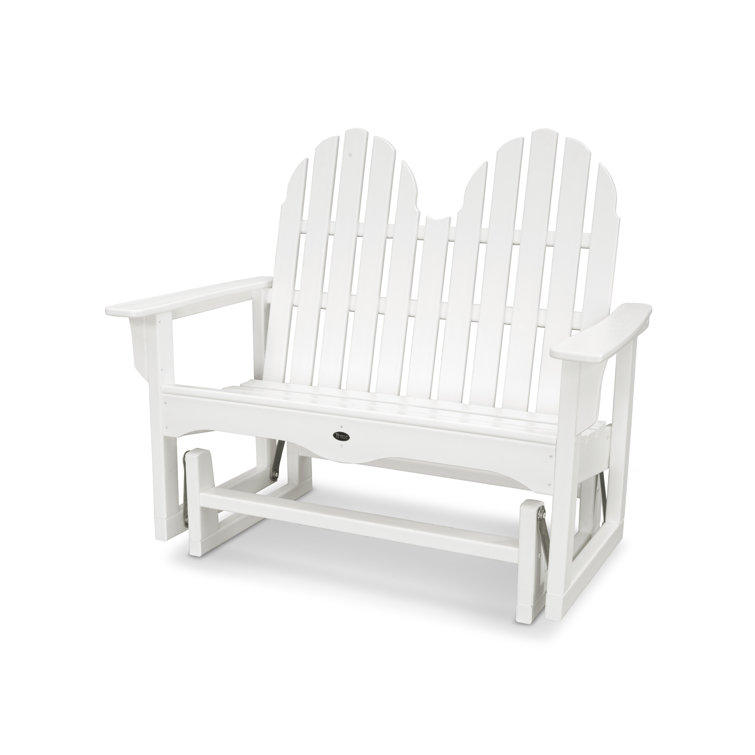 White Recycled Plastic Adirondack Outdoor Glider Bench