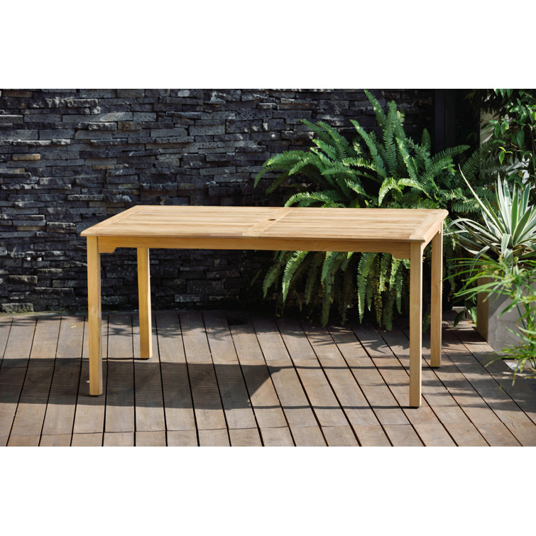 Maliana Certified Teak 118" Light Brown Outdoor Dining Table
