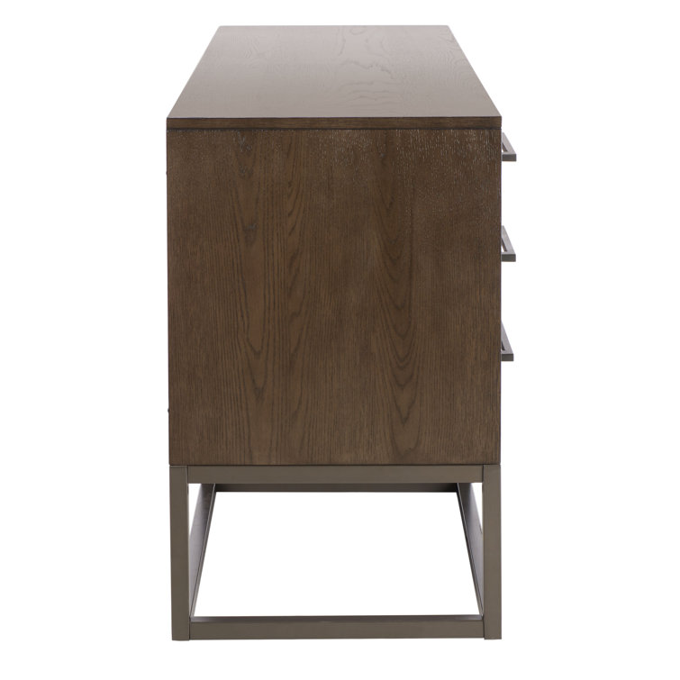 Estelle Ash Brown and Gunmetal Modern 6-Drawer Dresser