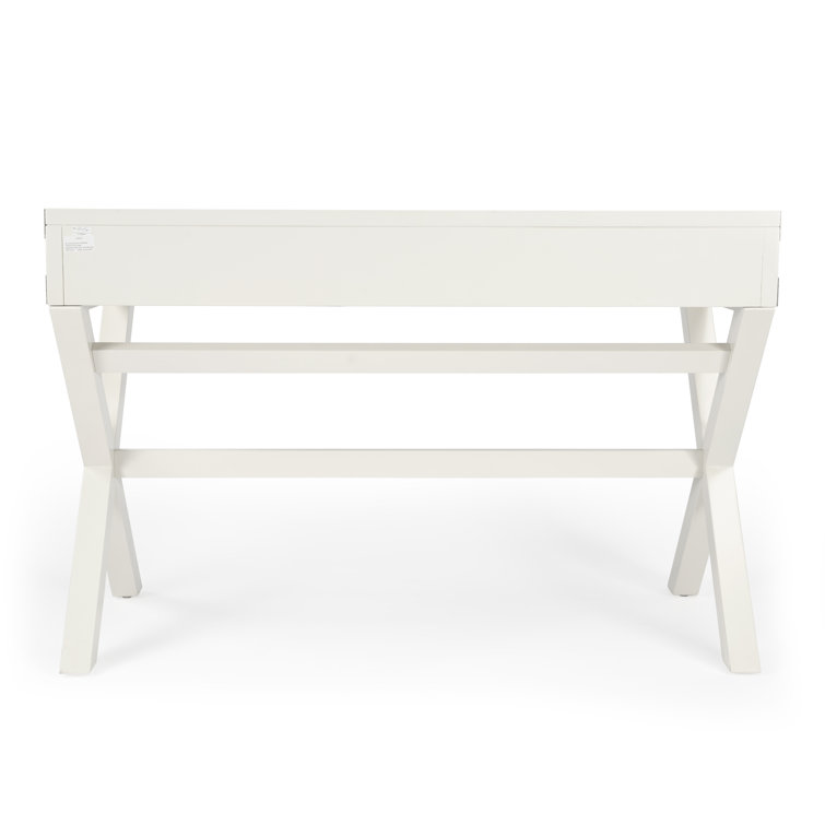 Modern White Campaign-Style Writing Desk with Drawers