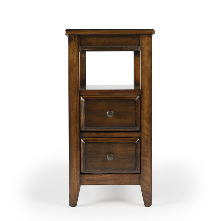 Marcus Antique Cherry Rectangular Wood Side Table with Storage
